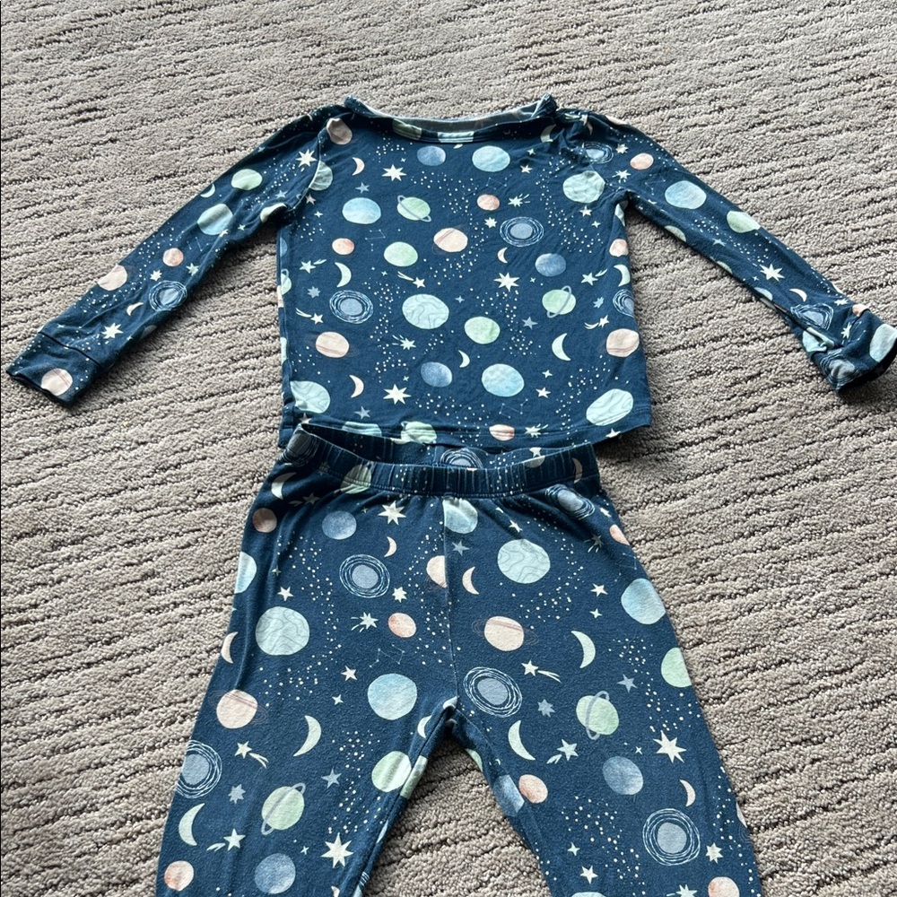 Quince Kids Space Pajama Set - Navy and Pastel